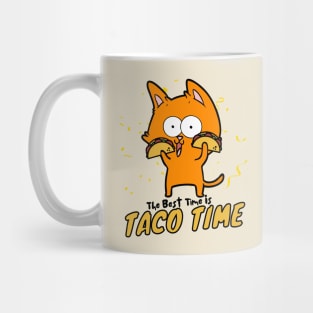 The Best Time Is Taco Time Funny Orange Cat Mug